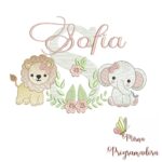 Matriz de Bordado Safari Menina Nome Sofia