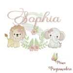 Matriz de Bordado Safari Menina Nome Sophia