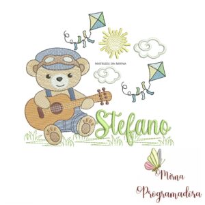 Matriz de Bordado Cenário Ursinho Violão Stefano