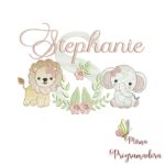 Matriz de Bordado Safari Menina Nome Stephanie