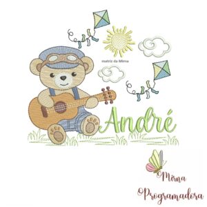 Matriz de Bordado Cenário Ursinho Violão André