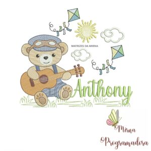 Matriz de Bordado Cenário Ursinho Violão Anthony