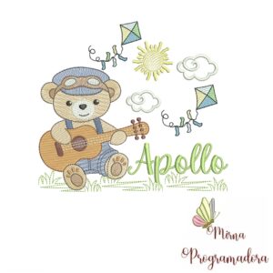 Matriz de Bordado Cenário Ursinho Violão Apollo