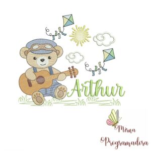 Matriz de Bordado Cenário Ursinho Violão Arthur