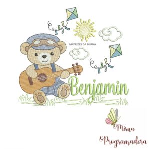 Matriz de Bordado Cenário Ursinho Violão Benjamin