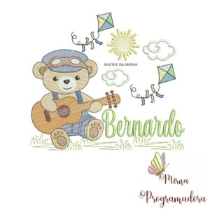 Matriz de Bordado Cenário Ursinho Violão Bernardo