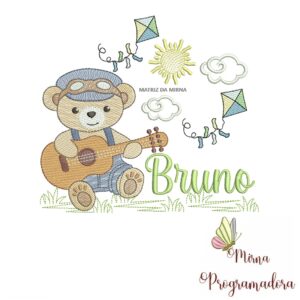 Matriz de Bordado Cenário Ursinho Violão Bruno