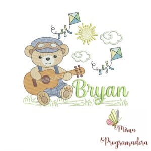 Matriz de Bordado Cenário Ursinho Violão Bryan