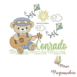 Matriz de Bordado Cenário Ursinho Violão Conrado