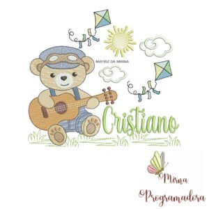 Matriz de Bordado Cenário Ursinho Violão Cristiano