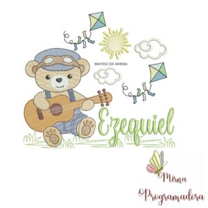 Matriz de Bordado Cenário Ursinho Violão Ezequiel