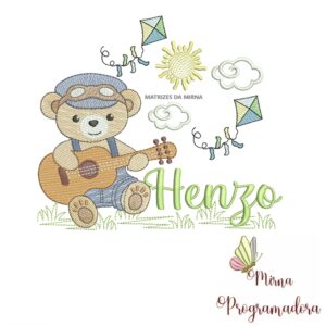 Matriz de Bordado Cenário Ursinho Violão Henzo