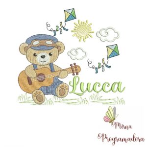 Matriz de Bordado Cenário Ursinho Violão Lucca