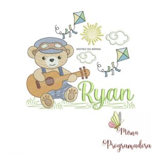 Matriz de Bordado Cenário Ursinho Violão Ryan