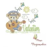 Matriz de Bordado Cenário Ursinho Violão Valentim