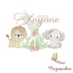 Matriz de Bordado Safari Menina Nome Xayane