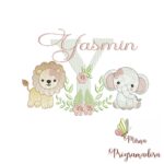 Matriz de Bordado Safari Menina Nome Yasmin