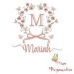 Matriz de Bordado Coleção Nomes Moldura Flores Lacinho - Imagem 3