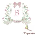 matriz de bordado Brasão Flores Borboletas Bianca