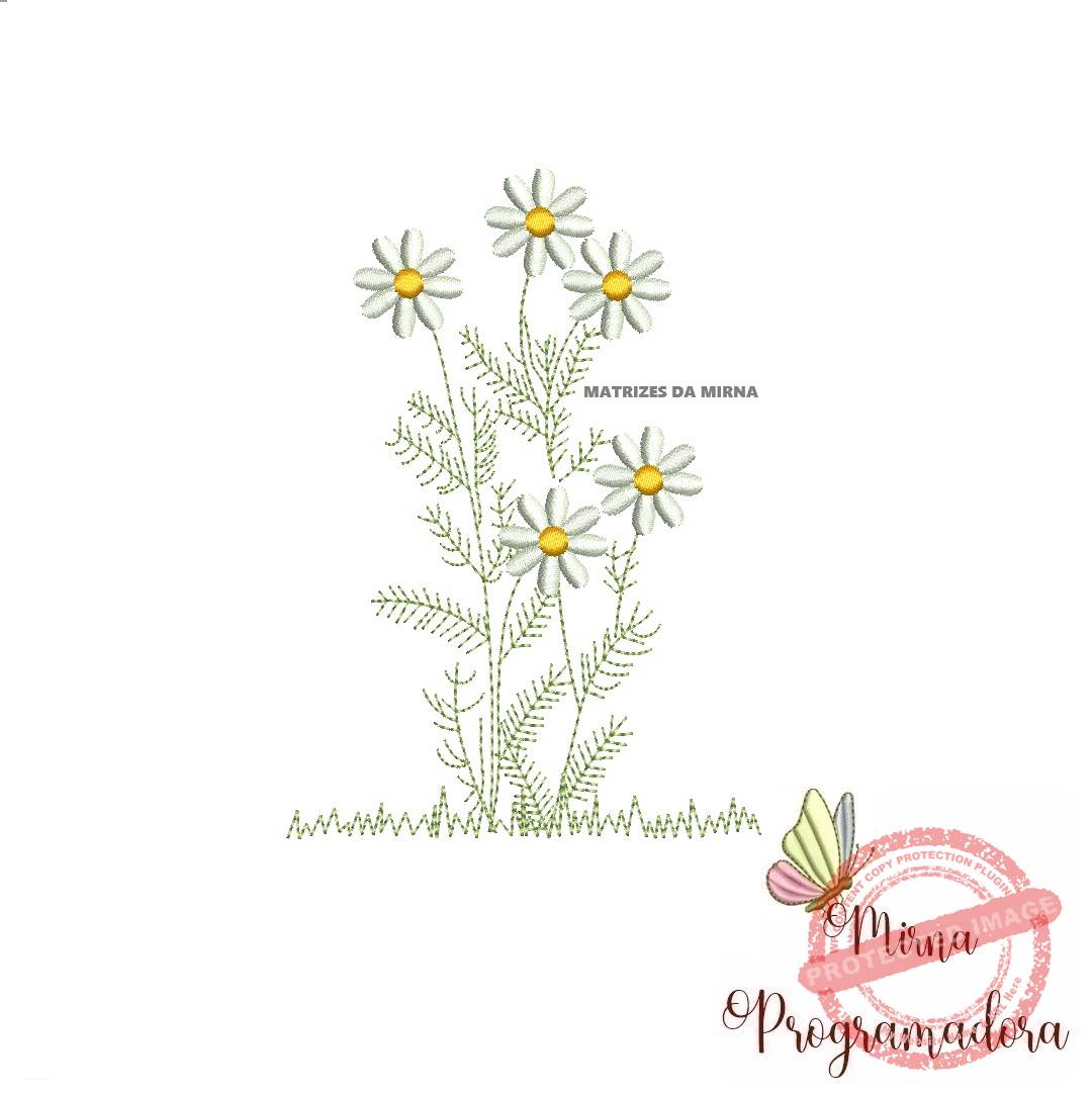 matriz de bordado Jardim flores Margaridas