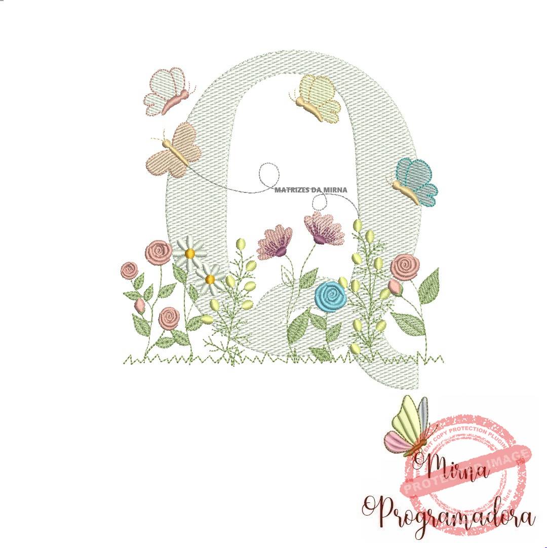 matriz de bordado letra Q matriz de bordado Letra Q Jardim - Imagem 1