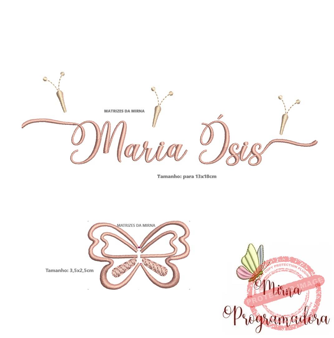 Matriz de Bordado Maria Isis Borboleta 3d