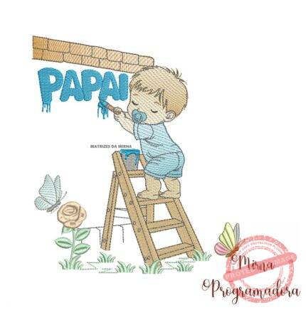 matriz-de-bordado-bebe-pintando-papai