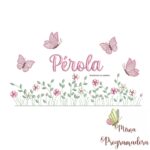 matriz de bordado Jardim Flores Pérola