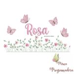 matriz de bordado Jardim Flores Rosa