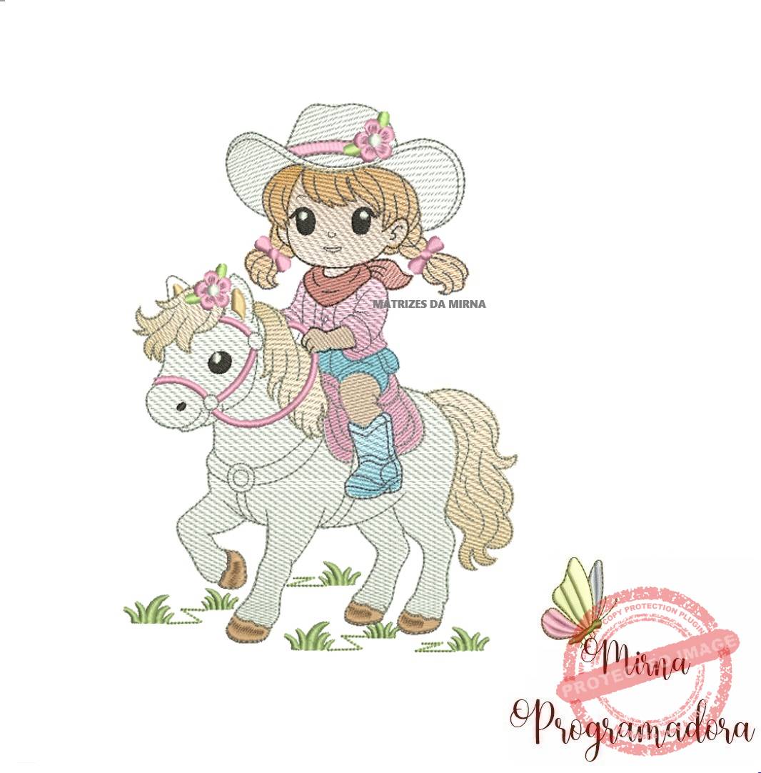 matriz de bordado menina no cavalinho matriz de bordado Menina Cowgirl no Cavalinho - Imagem 1