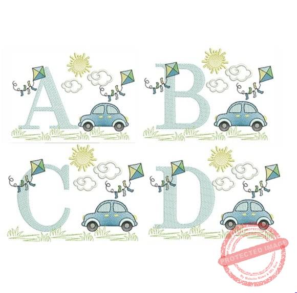 matriz-da-bordado-alfabeto-cenario-carro-moldura Matriz Da Bordado - Alfabeto Cenário Carro - Imagem 1