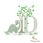 Matriz de Bordado - Alfabeto Dinossauro Letra D