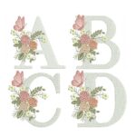 Matriz de Bordado - Alfabeto Flores Borboleta