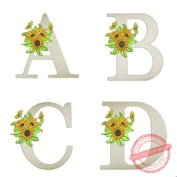 matriz-de-bordado-alfabeto-girassol-superb Matriz de Bordado - Alfabeto Girassol de a a Z - Imagem 1