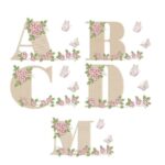 Matriz de Bordado - Alfabeto Jardim Flores Borboletas