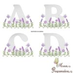 Matriz de Bordado Alfabeto Jardim Flores Lavanda para Borda