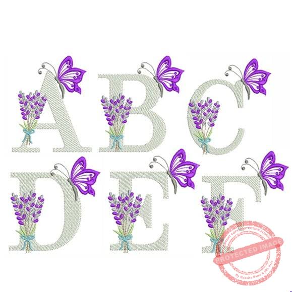 matriz-de-bordado-alfabeto-lavanda-sewing Matriz de Bordado - Alfabeto Lavanda - Imagem 1