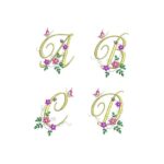 Matriz de Bordado - Alfabeto Moldura Flores Lacinho