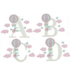 Matriz de Bordado - Alfabeto Nuvem Balão Menina