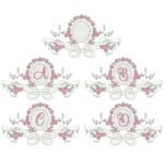 Matriz de Bordado Alfabeto Raminho Flores com Laço