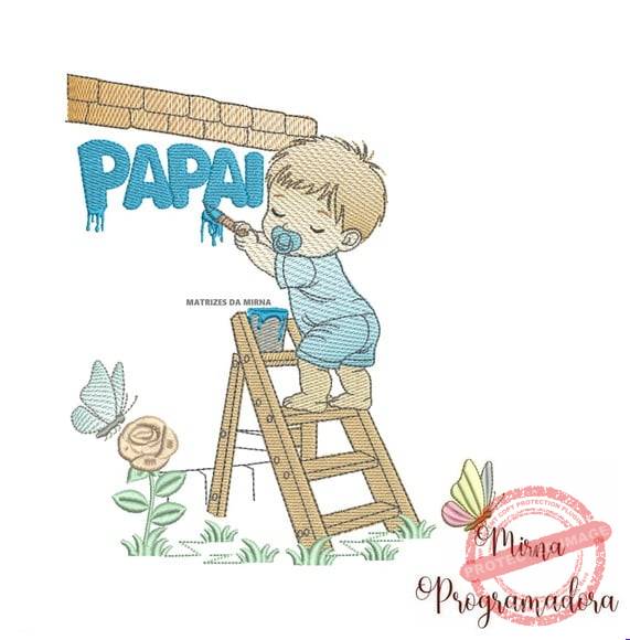 matriz-de-bordado-bebe-pintando-papai-bordadeiras Matriz de Bordado - Bebê Pintando Papai - Imagem 1