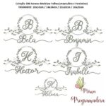 Matriz de Bordado - Coleção 300 Nomes Moldura Folhas