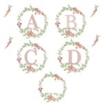 Matriz de Bordado - Coleção Alfabeto Moldura Flores