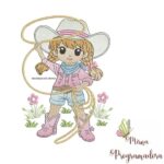 Matriz de Bordado - Cowgirl Laçando