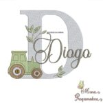 Matriz de Bordado Trator Nome Diogo