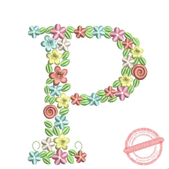 matriz-de-bordado-floral-letra-p-bordado Matriz de Bordado - Floral Letra P - Imagem 1