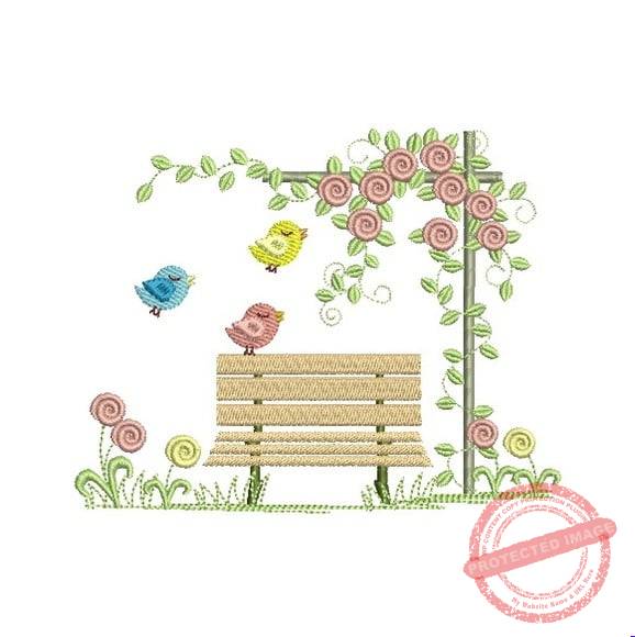 matriz-de-bordado-jardim-banco-passaros-janome Matriz de Bordado - Jardim Banco Passaros - Imagem 1