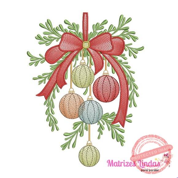matriz-de-bordado-lacos-com-bolas-de-natal-embroidery Matriz de Bordado Laços com Bolas de Natal - Imagem 1