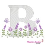Matriz de Bordado Letra B Alfabeto Jardim para Bordar
