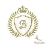 Matriz de Bordado - Letra B Alfabeto Moldura Coroa Aplique